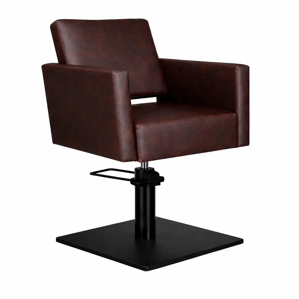 DORA Fauteuil coiffure Bordeaux Foncé 05  Base Carrée Noire.webp