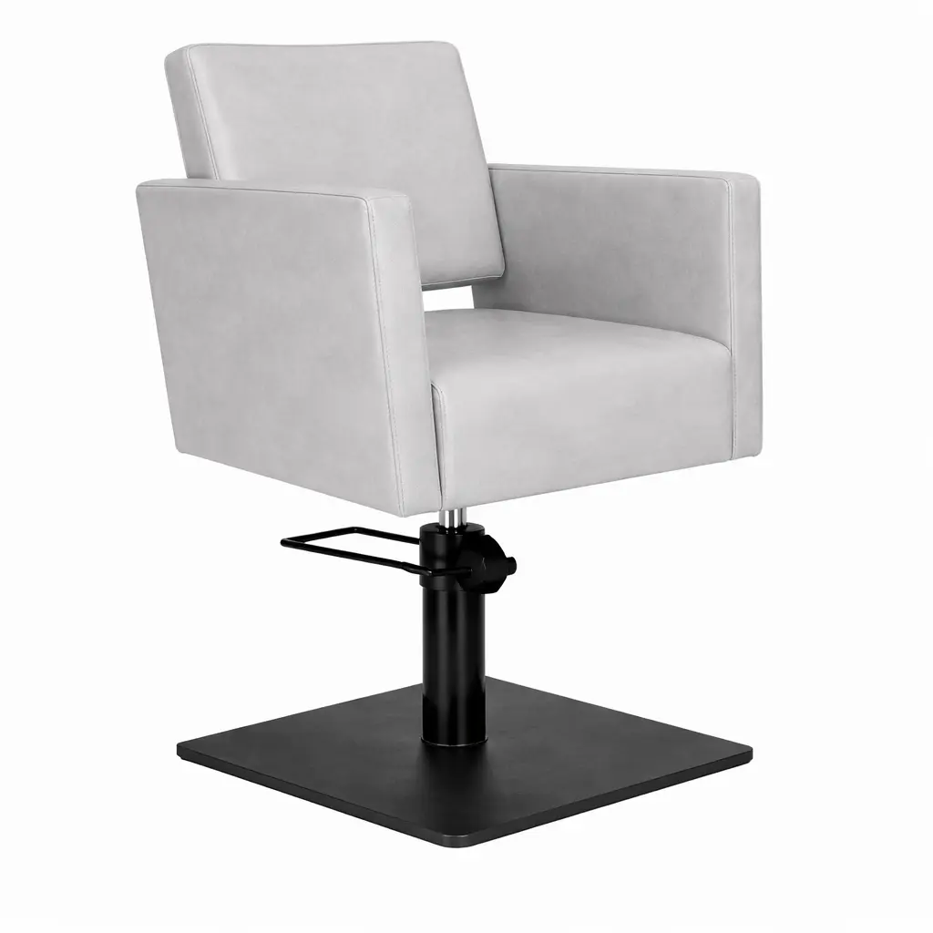 DORA Fauteuil coiffure Gris Clair 07 Base Carrée Noire.webp