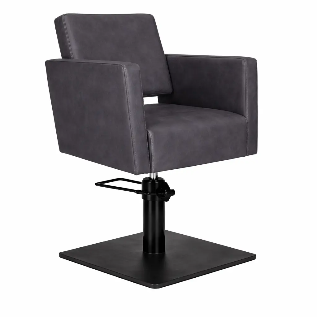 DORA Fauteuil coiffure Gris Foncé 08  Base Carrée Noire.webp