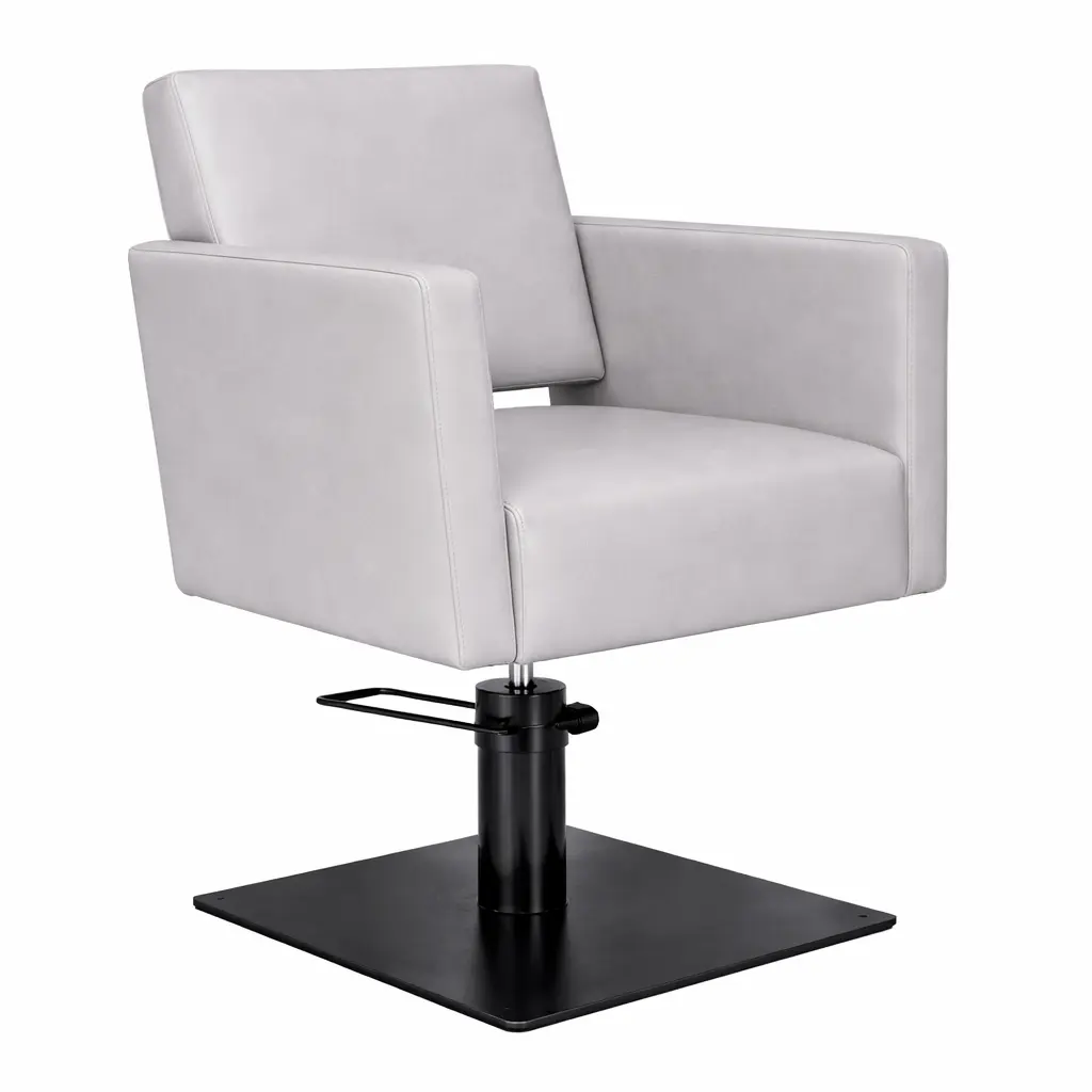 DORA Fauteuil coiffure Gris Clair 07 Base Carrée Noire.webp