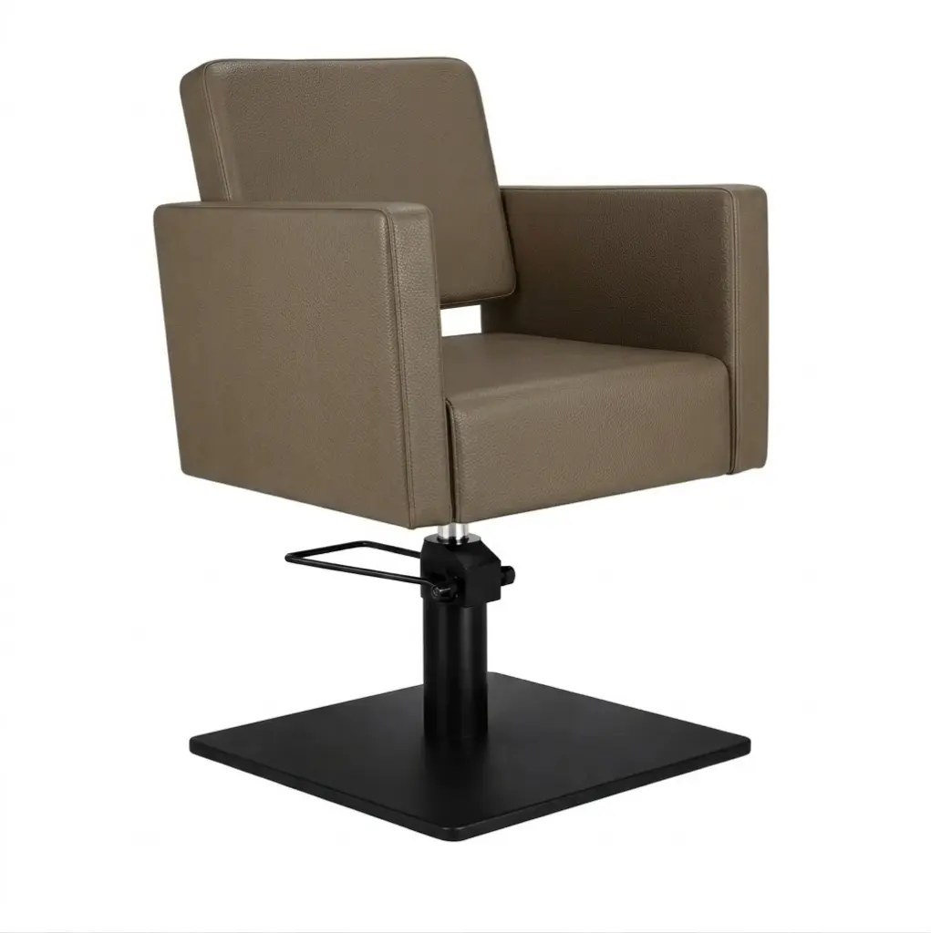 DORA Fauteuil coiffure Beige Foncé 03 - Base Carrée Noire.webp