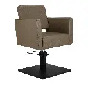 DORA Fauteuil coiffure Beige Foncé 03 - Base Carrée Noire.webp