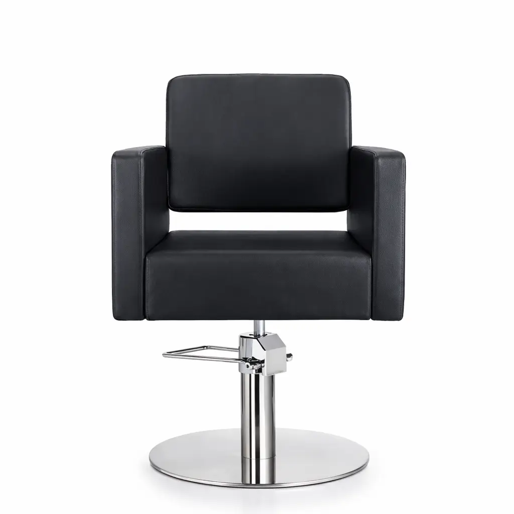 DORA Fauteuil coiffure Noir Base ronde Inox.webp