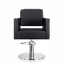 DORA Fauteuil coiffure Noir Base ronde Inox.webp