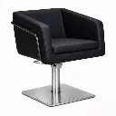 EGAN B Fauteuil coiffure Noir Base Carré Inox.webp
