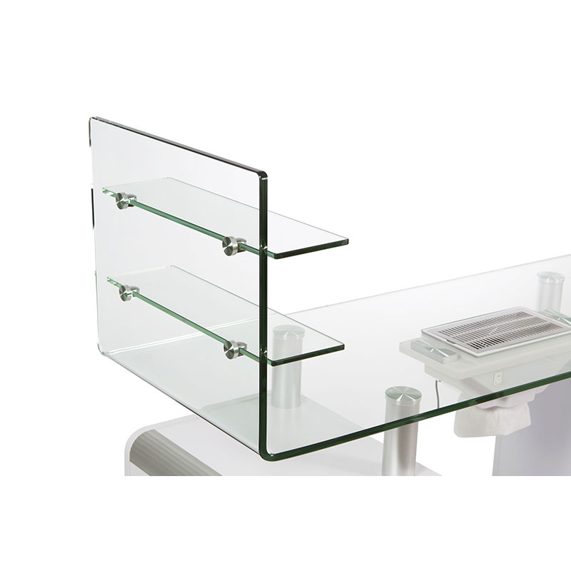 Table manucure Pezi avec plateau en verre et aspirateur de table