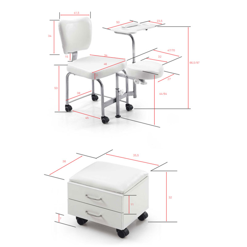 Chaise de pédicure et manucure TENDY - schéma - Malys Equipements