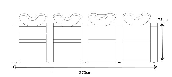 ALBA SOFA 4 places - Bac shampoing - dimensions2