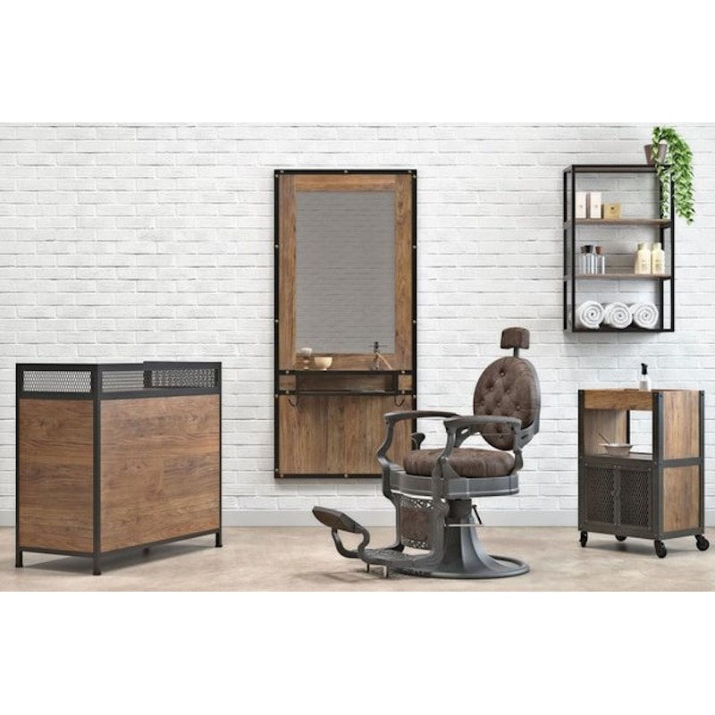 ALAN Chariot de rangement - ambiance barbier, barbershop -  mobilier barbier -  meuble barbier - Malys Equipements