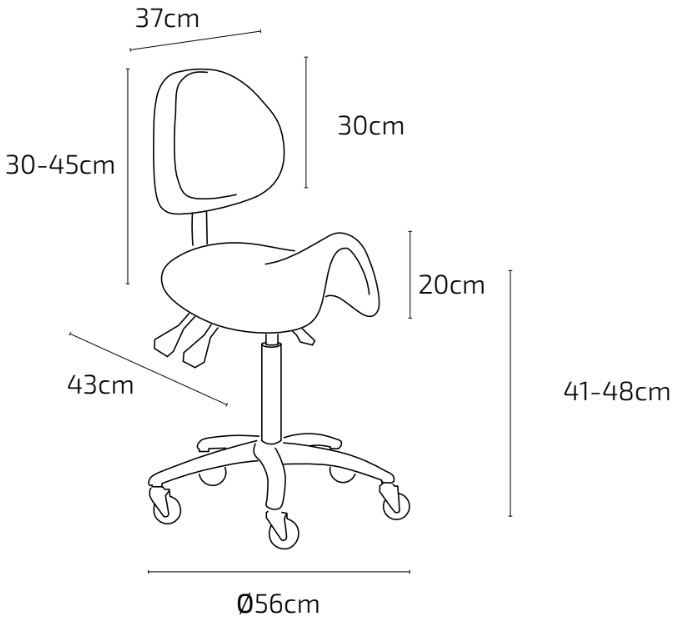 ELI XS Tabouret Pédicure - dimensions - Mobilier esthétique - meuble esthétique -Malys Equipements