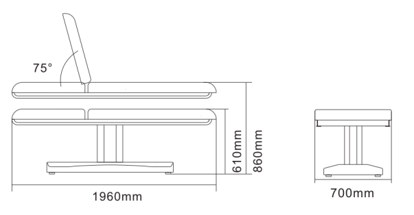 ANTITA WHITE Table de Massage et Soins Électrique dimensions