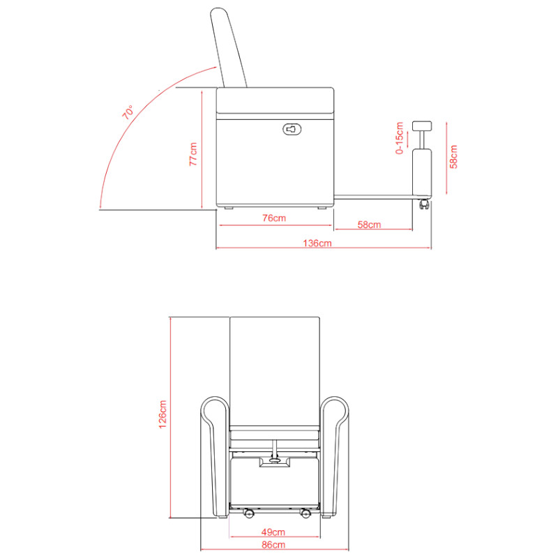 PIRA Fauteuil Pédicure & SPA - dimensions - Malys Equipements