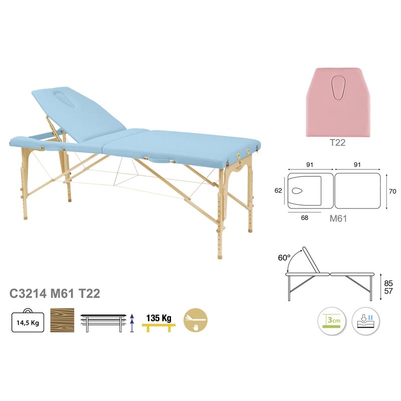 C3214 Table pliante 2 plans en bois Ecopostural