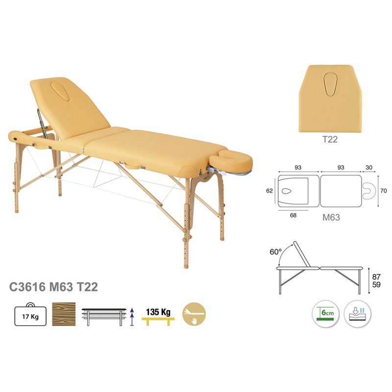 C3616 Table pliante 2 plans en bois Ecopostural