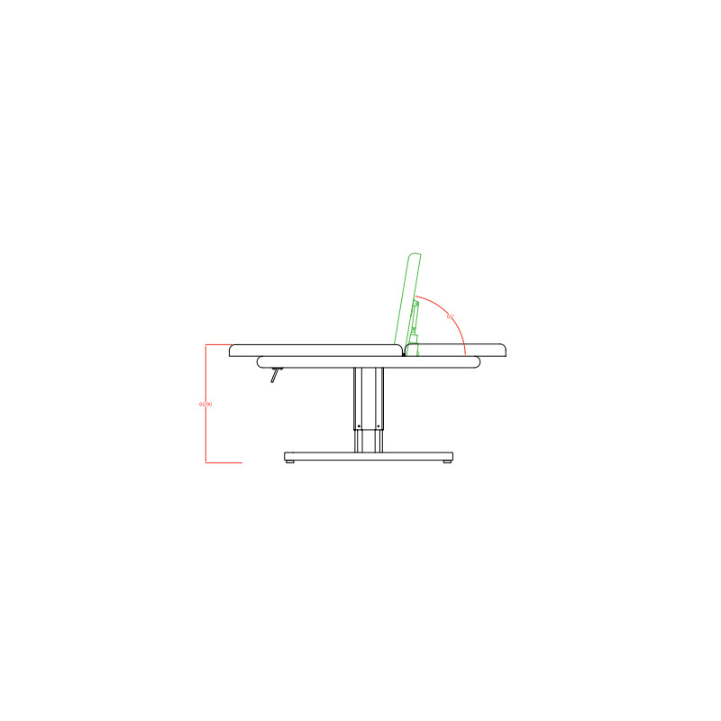 Dimensions table de soins esthétiques et massage TRAPP 2 - Malys Equipements