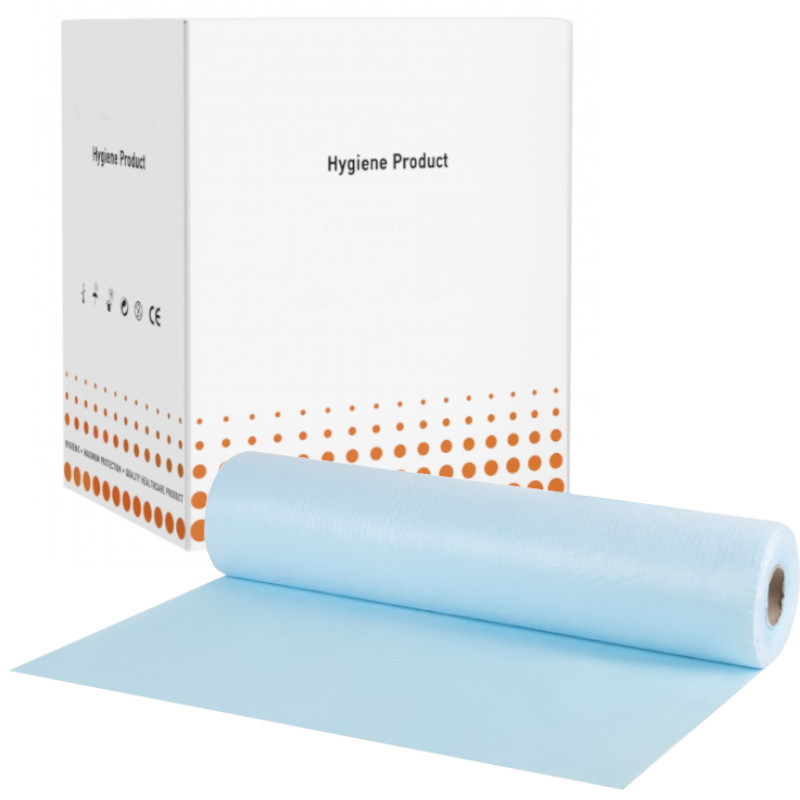 Blue laminated examination sheets 50 cm x 50 m - 12 rolls