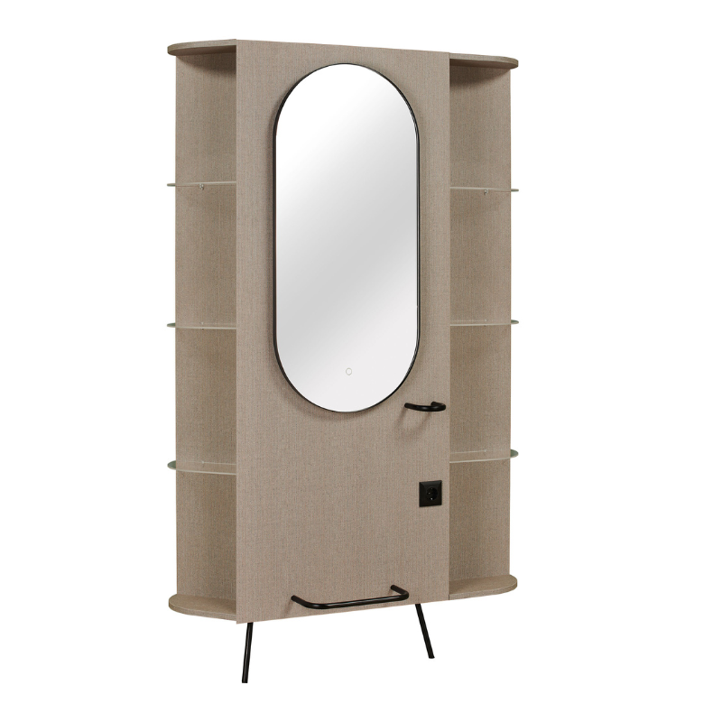 ART DECO 2 DISPLAY LED Sieninė Kosmetikos Stotis su Stiklo Lentynomis