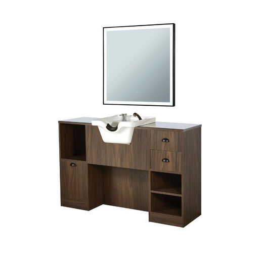 OKE 9 B Parrucchiera con lavabo - Legno scuro