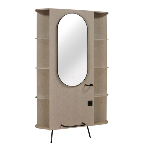 [MI-ARTDECODISPLAY2] ART DECO 2 DISPLAY Sienas Kosmētikas Galds ar LED un Stikla Plauktiem